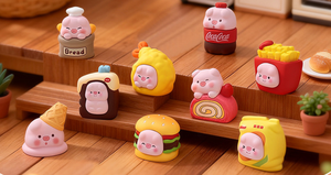 Mini figurines en résine d'animaux et d'aliments mignons (pain, boisson, hamburger, cochon) pour décoration de jardin, aquarium, poupée, décoration de gâteau, bombe de bain, jouet pour enfant - Product Image 4