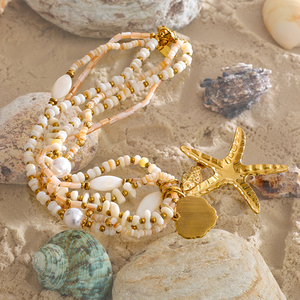 <span class=keywords><strong>Collier</strong></span> personnalisé Mchic, fait main, perles de coquillages simulées, plaqué or, acier inoxydable, pendentif en forme d'étoile - Product Image 6
