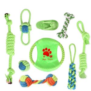 9 pak Set simpul tahan lama ramah lingkungan, mainan tali anjing mengunyah anjing - Product Image 1
