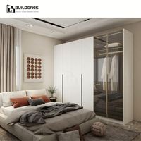 Dressing modulaire pour chambre à coucher en Australie, avec zone de suspension séparée pour vêtements longs/courts, finition grain foncé