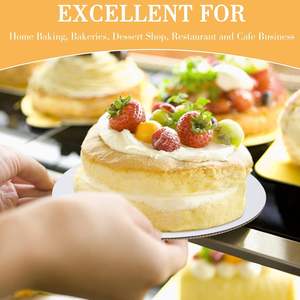 قواعد كرتون مموج بيضاء للاستعمال مرة واحدة لقاعدة الكيك، ألواح مستديرة مقاس 8 و10 و12 بوصة - Product Image 5