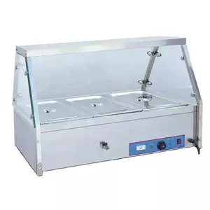 Restaurant Buffet 3 Pan Electric Bain Marie Food Warmer With Curved Glass