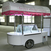 Congélateur mobile à gelato à température unique, portable, à poussée manuelle, avec vitrine