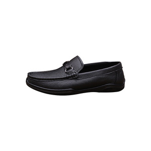 Mocassins en cuir de vache noir à bout rond, semelle en caoutchouc souple, chaussures décontractées pour homme, style slip-on, pour la conduite - Product Image 4