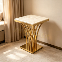 Meubles de salon, table d'appoint en marbre, table basse moderne, table centrale en acier inoxydable, table d'appoint pour salon, hôtel, villa
