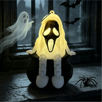Nouveauté : Décoration de fête d'Halloween intérieure et extérieure – Lumière LED créative en forme de visage de fantôme, suspension lumineuse LED fantôme pour Halloween