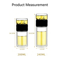 Tasse à thé en verre borosilicate à double paroi, résistante à la chaleur, amovible, compatible lave-vaisselle, avec filtre infuseur à thé portable pour thé en vrac