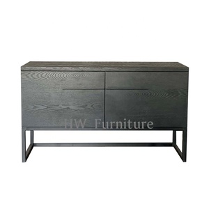Heywood Modern <strong>Black</strong> Wood <strong>Side</strong> <strong>Cabinet</strong> for Living Room Villa &amp; Hotel Use-Durable Storage Furniture - Product Image 4