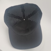 Gorras de Golf Deportivas Negras Personalizadas Unisex al por Mayor, Estructuradas, de Tela de Rizo, Nailon, con Logotipo Bordado, 5 Paneles, Transpirables