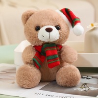 Ours en peluche de Noël en gros avec écharpe et bonnet de Noël, adorable poupée en peluche, cadeau de vacances, ours en peluche personnalisé mignon