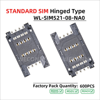 WECONN WL-SIM521-08-NA0 8PIN+0 H=2,50mm Klappbarer SMT SIM-Karten-Steckverbinder Hochtemperaturbeständig ISO 9001 Zertifiziert