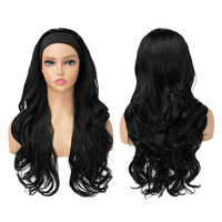 Perruque ajustable noire pour femme, 24 pouces, ondulations lâches, cheveux longs bouclés, densité 180%, résistante à la chaleur, fabriquée à la machine, sans colle