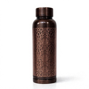 100% Pure Copper Engraved Water Bottle Luxury Handmade Ayurvedic Wellness Flask Designer Sustainable Drinkware Premium <b>Gift</b> - Product Image 1