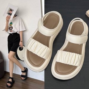 Sandales compensées tendance été 2025 pour influenceuses, confortables avec lanières, rehaussant la silhouette pour petites silhouettes - Product Image 1