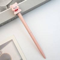Stylo bille fantaisie en forme de tête d'ours, corps métallique, logo personnalisé, cadeau d'anniversaire pour enfants, vente en gros