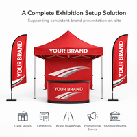 Kit de Soutien Personnalisé pour Salons Professionnels avec Nappes, Bannières et Drapeaux de Marque pour Stands d'Exposition