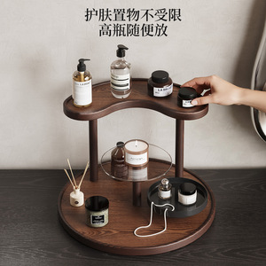 Multi Layer Storage Rack 3 Tier Desktop Cosmetic <b>Organizer</b> Nan Bamboo <b>Makeup</b> Display Shelf Home Use - Product Image 2