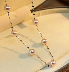 Redondo de agua dulce, collar con colgante de perlas blancas brillantes, cadena de clavícula - Product Image 5