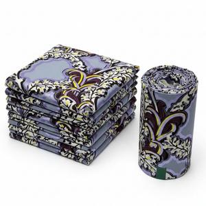 Tissu en popeline de coton lilas en stock, imprimé africain géométrique floral en cire dorée, 100 % coton popeline Ankara pour vêtements - Product Image 1