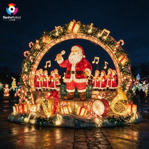 Lanterne géante de Noël extérieure en soie avec affichage du Père Noël, sculpture lumineuse animée de rennes et pingouins à LED <span class=keywords><strong>pour</strong></span> <span class=keywords><strong>parc</strong></span> à thème - Product Image 4