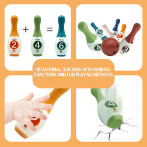 Ensemble de jeu de bowling pour enfants, pour le développement précoce, à l'intérieur et à l'extérieur, 6 quilles et 2 balles, jouet de bowling en plastique pour bébés et tout-petits - Product Image 4