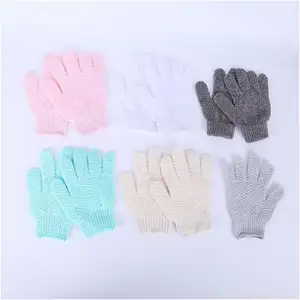 Juego de guantes de baño de fibra de carbón natural con jabón, poliéster, nailon, hilo en forma de lufa, transferencia térmica, bebé, perro, novedad, esponja de baño