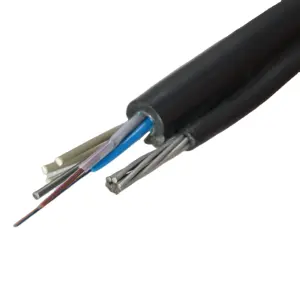 Cable de mensajero de acero para exteriores autoportante Gytc8a Frp G657 Ftth Drop Fibra Optica 2 4 1 Core Cable de fibra óptica
