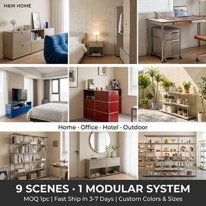 <span class=keywords><strong>Meuble</strong></span> d'appoint modulaire moderne en acier inoxydable avec étagère ouverte, organisateur de <span class=keywords><strong>rangement</strong></span> autoportant pour salon et bureau à domicile - Product Image 3