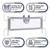 Barrière de sécurité pour lit bébé Choc Chick 3D Bear Decoration, respirante, en maille 360°, hauteur réglable, certifiée CE/KC, pour co-dodo