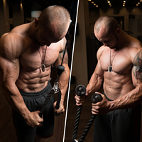 Ensemble de 4 barres de rotation chromées, corde pour triceps et barre en forme de V, équipement de fitness pour la salle de sport à domicile, câble en acier et caoutchouc, poignées en D et en V
