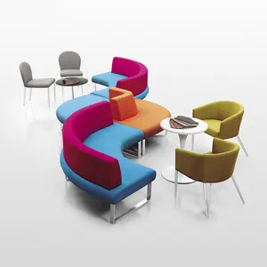 Openbare Receptie Moderne Design Meubelen Sectionele Stof Couch Gebogen Bank Voor Kantoor