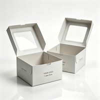Boîte à gâteau personnalisée avec logo pour anniversaire, emballage en carton pour cupcakes, pâtisseries, boulangerie, boîte en papier avec poignée et fenêtre, boîte alimentaire