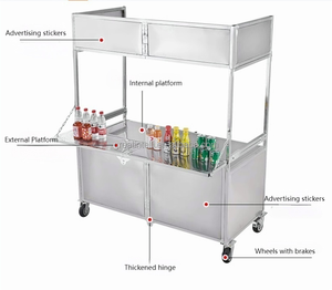 Chariot alimentaire commercial portable pliable avec roues pour la vente ambulante et le transport de denrées - Product Image 2