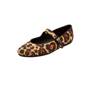 Fashion women's <b>shoes</b> - <b>leopard</b> <b>print</b> leather soft and breathable <b>flat</b> <b>shoes</b> - retro walking <b>shoes</b> - summer style - Product Image 1