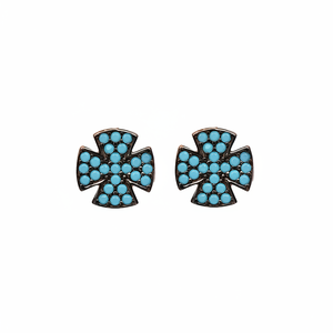 <b>Turquoise</b> Stone Cross Design <b>Stud</b> <b>Earrings</b> Turkish Wholesale Handmade 925 Sterling silverJewellry - Product Image 2