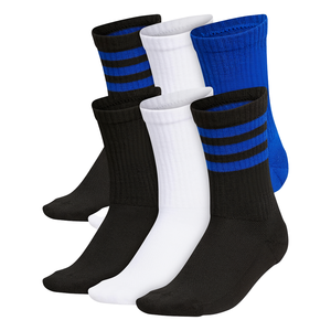 Chaussettes de sport côtelées, chaussettes athlétiques blanches, bleues et jaunes, rayures d'équipe, entraînement, vêtements de football - Product Image 1
