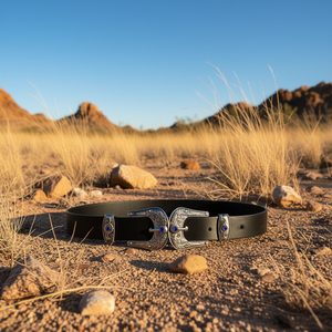 Cinturón de cuero genuino Angelina de 3 cm y 100 cm, estilo occidental, hebilla de doble punta para mujeres y hombres - Product Image 2