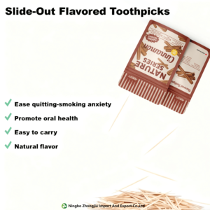 フレーバーバーチウッドつまようじ、ミントの香りを注入したジッパー付きボックス、4パック、禁煙用シナモンキャンディピック、バーボン風味のチュアブル - Product Image 4