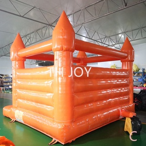Navire aérien gratuit à la porte, 13x13ft 4x4m maison de cavalier gonflable orange brillant, citrouille Halloween château plein d'entrain maison de lune - Product Image 5