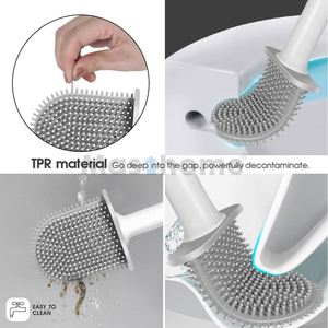Brosse de nettoyage WC en silicone à deux sections avec manche en plastique TPR souple, offre spéciale - Product Image 3