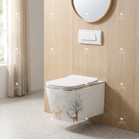 WC mural en céramique moderne avec siège à fermeture douce, réservoir encastré, design gain de place pour salle de bain de luxe