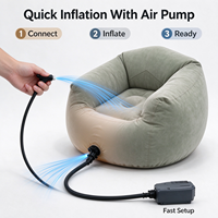 Canapé gonflable floqué moderne et pliable avec pompe pour camping, jardin et terrasse