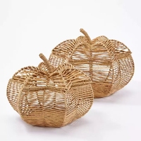 Panier de rangement tissé à la main, boîte de rangement style citrouille, panier de rangement pour articles divers de bureau, panier de décoration pour la maison
