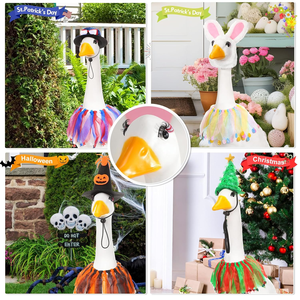 Pafu Decoración Artística para Jardín y Patio, Pestañas 3D con Extremos de Color, Set de 7 Pestañas para Adorno de Ganso de Porche, para Estatuas de Ganso de 23/17'' - Product Image 2