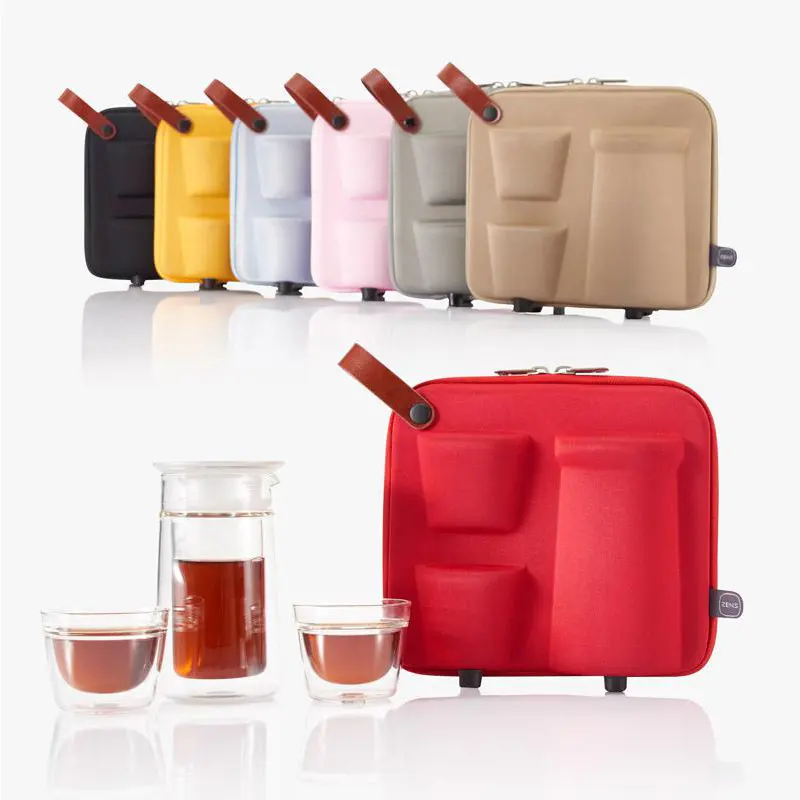 customized portable traveling coffee tea maker tritan tea set eva protective case for tea set cup