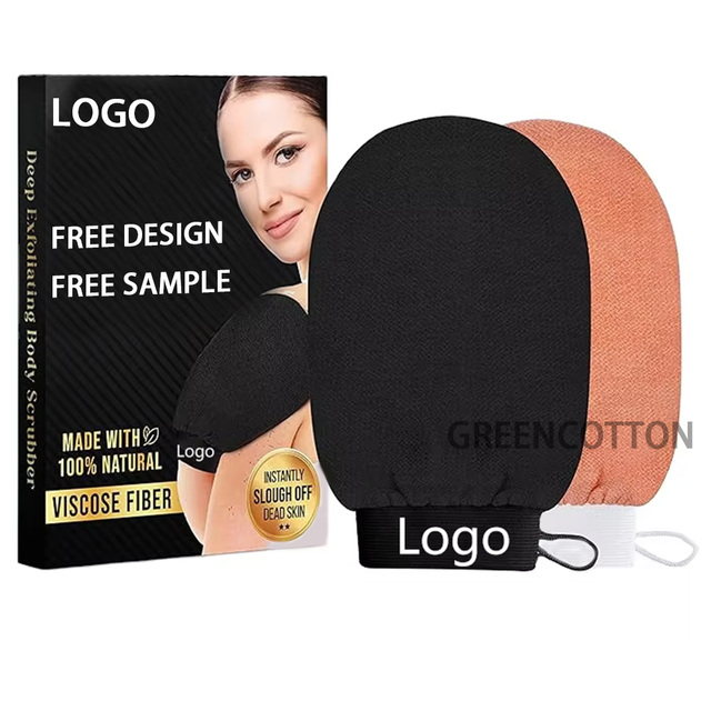 Custom Logo Exfoliating Gloves Deep Exfoliating Bath Gloves Skin-Friendly Exfoliating Mitts for Shower Body Scrubber