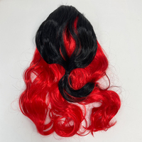 Moitié Noir Rouge Maîtresse Morbide Perruque Deux Tons Goth Hipster Vamp Méchante Sorcière Halloween Perruque