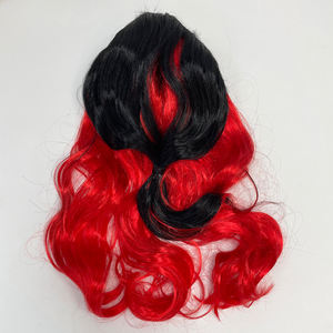 Moitié Noir Rouge Maîtresse Morbide Perruque Deux Tons Goth Hipster Vamp Méchante Sorcière Halloween Perruque - Product Image 4