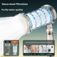 Pommeau de Douche Filtrant Haute Pression pour Éliminer le Chlore, Purifie l'Eau, Compatible Toilettes, avec Filtres en Coton PP et Tiges en Fibre de Carbone