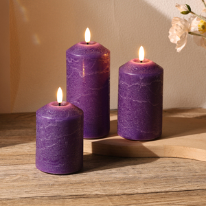 Bougie LED en cire de paraffine violette à flamme réelle 3D de Matti, fonctionnant sur piles, avec télécommande, pour la décoration de la maison - Product Image 4